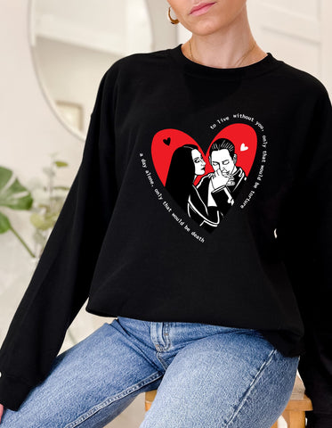 Morticia and Gomez Crewneck Sweatshirt Perfectly Weird Shop