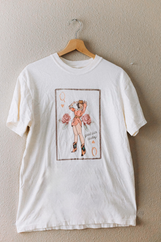 Goodluck Cowboy Playing Card Graphic T-shirt Perfectly Weird Shop